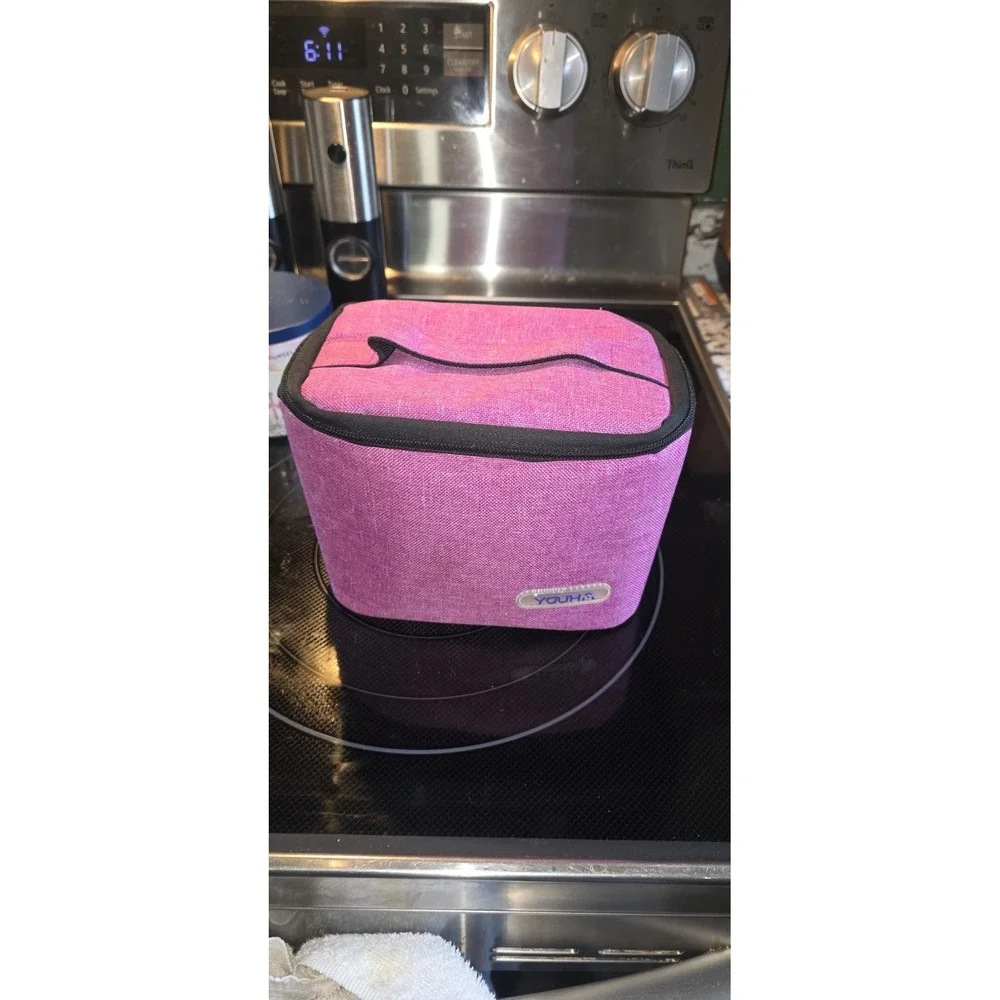 pink Youha insulated breast milk cooler bag with a top handle